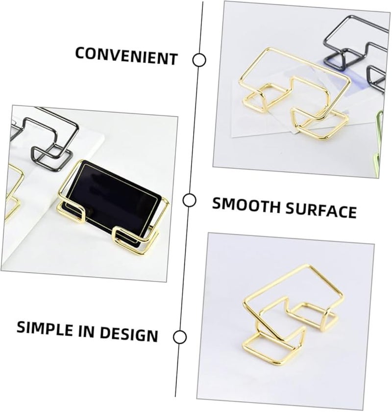 Golden Metal Business Card Holder Hollow Design Vertical Display Stand for Office Desk - Image 5